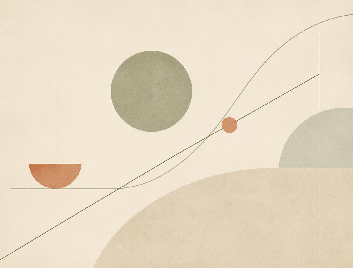 Minimal geometric artwork suggesting balance and progress